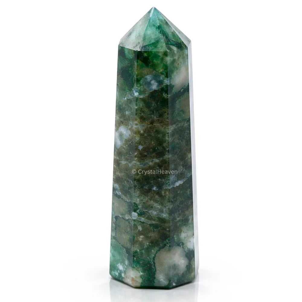 Moss Agate Crystal Tower (3" to 4" inch)