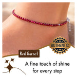 Red Garnet Anklet - 2mm Faceted Beads (Silver)