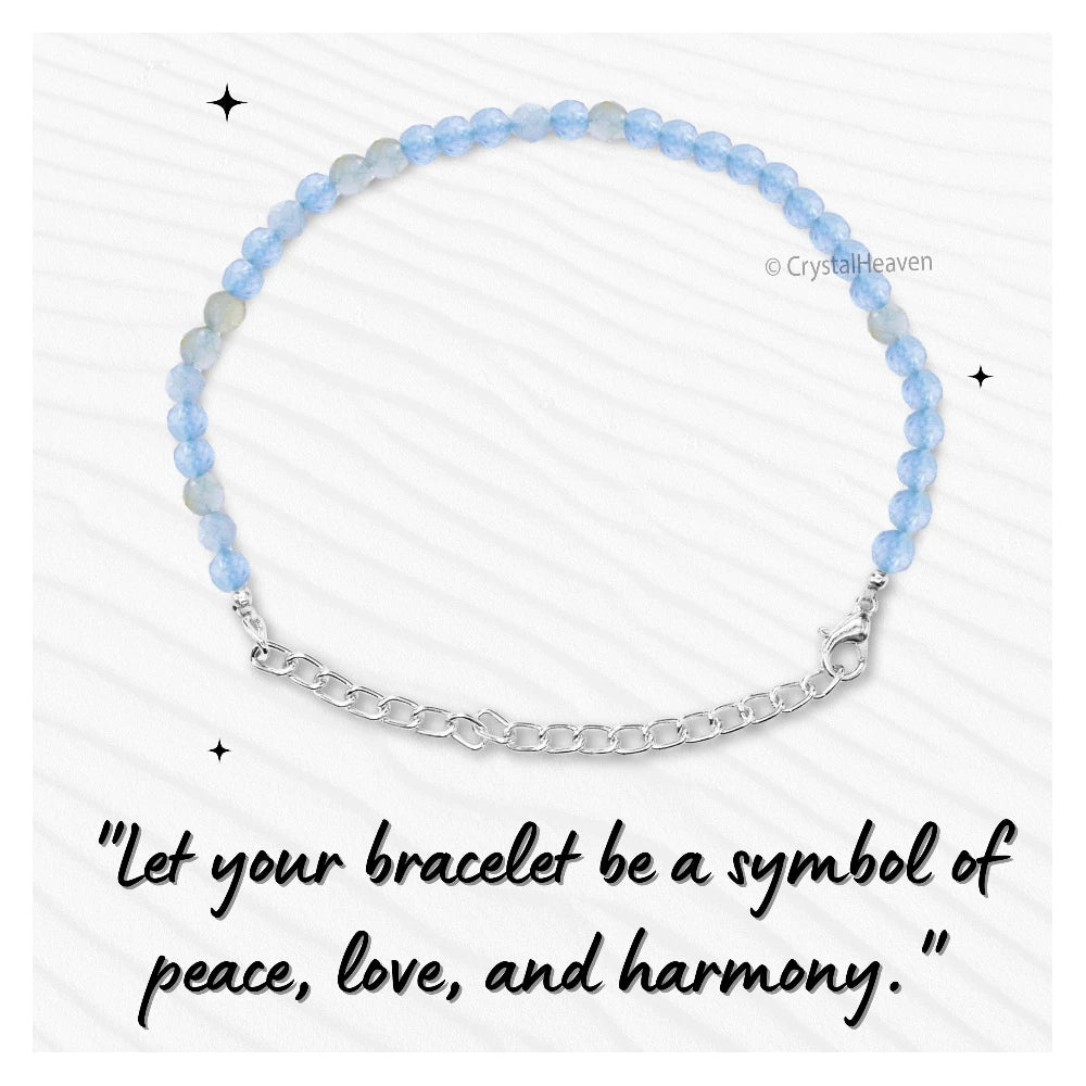 Aquamarine Bracelets - 2mm Faceted Beads (Silver)
