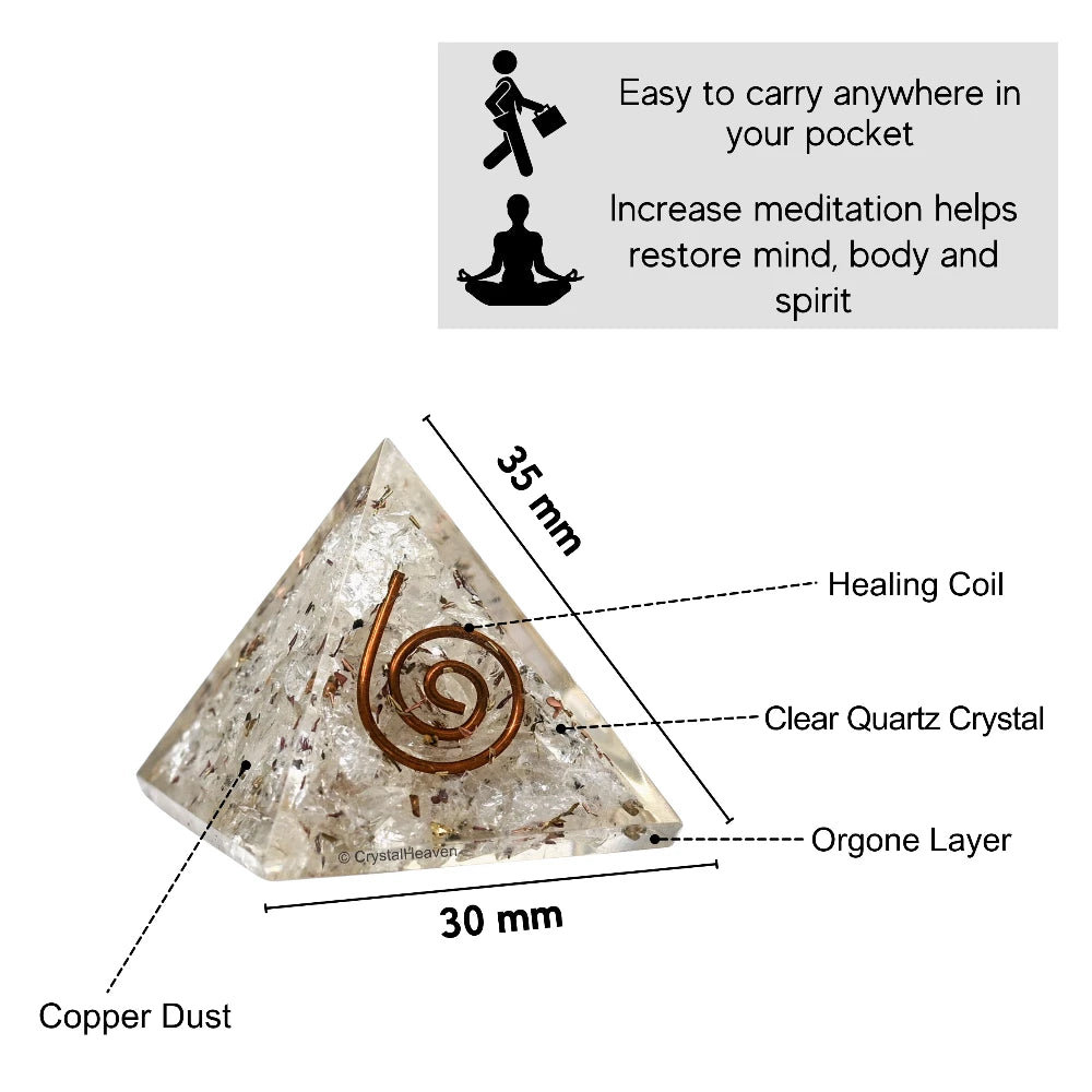 Clear Quartz Orgone Pyramid - 30mm