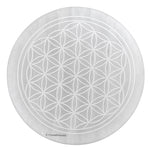 Selenite Charging Plate with Flower of Life (3 Inch)