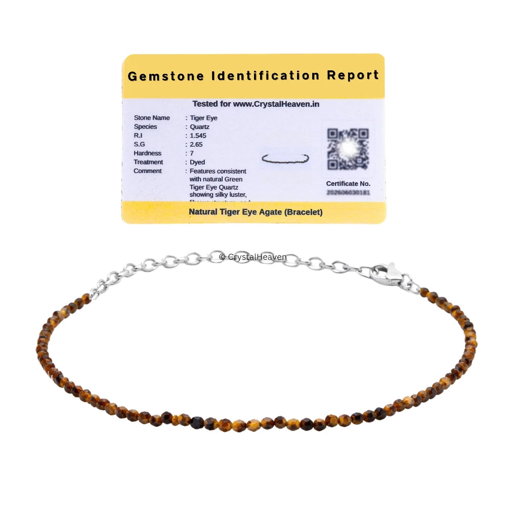 Tiger Eye Bracelets - 2mm Faceted Beads (Silver)