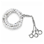 Rainbow Moonstone Crystal Tasbih (Silver)