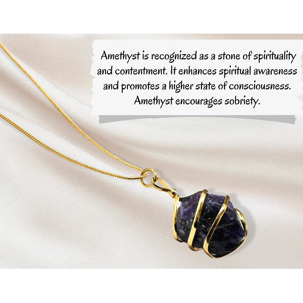 Amethyst Necklace - Raw Crystal (Gold)