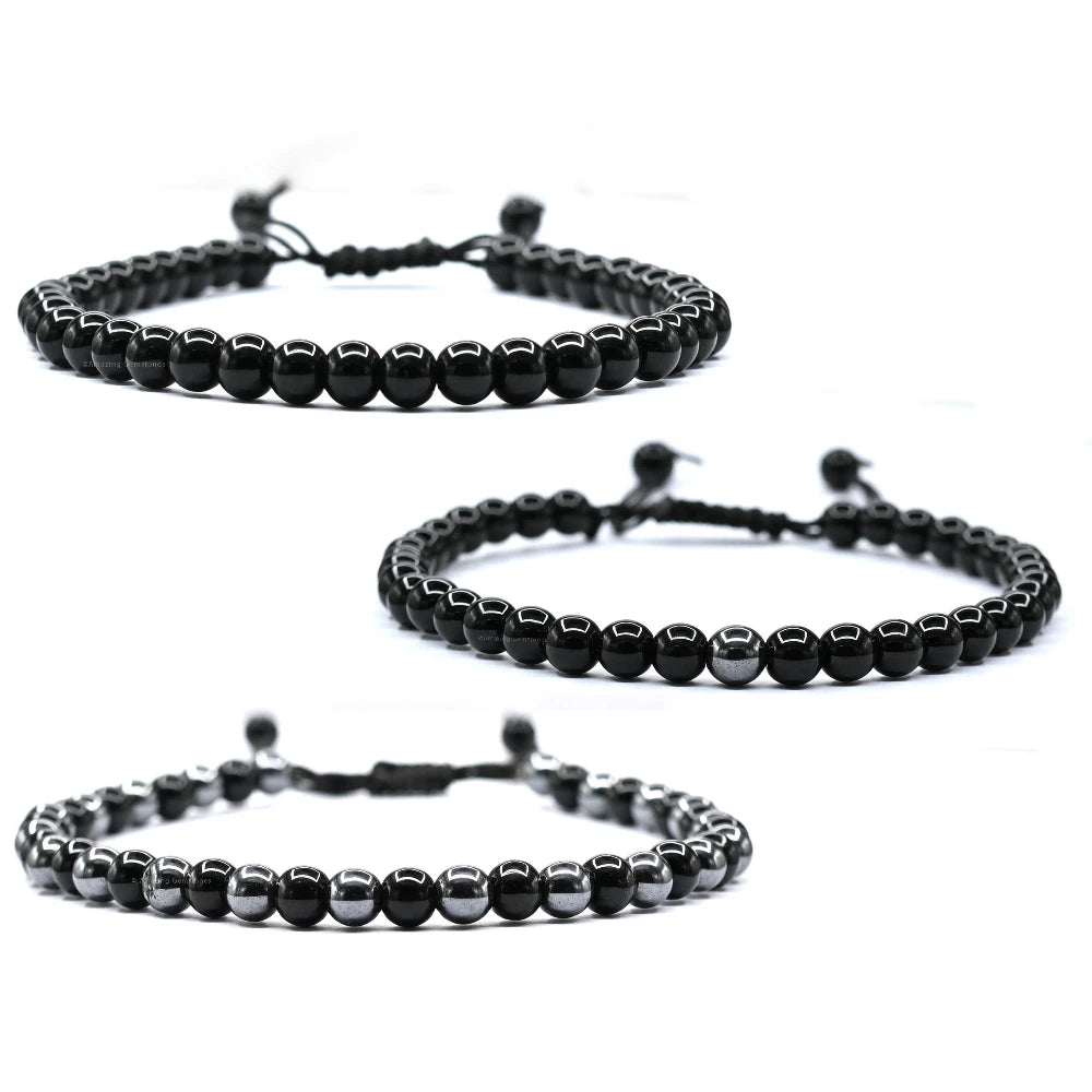 Anti Swelling Black Obsidian Hematite Set Of 3 Anklet