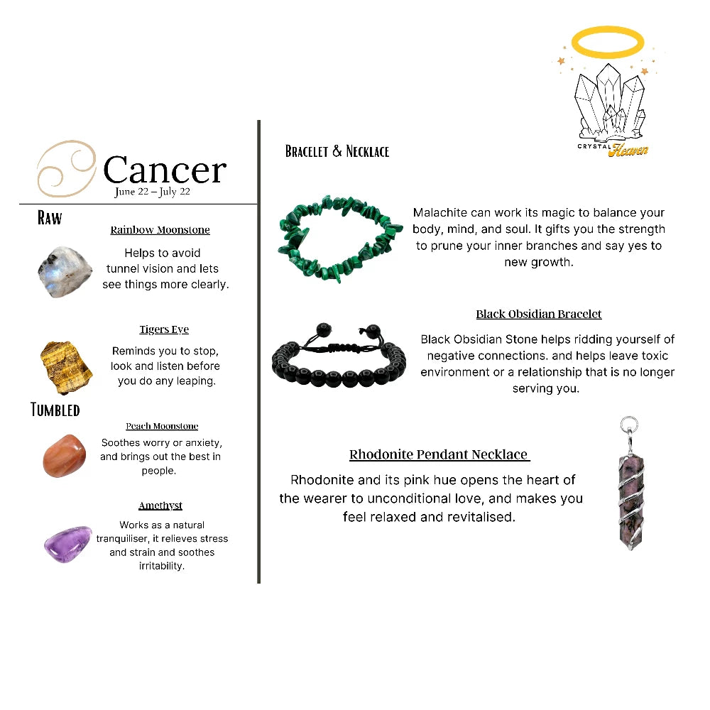 Cancer Healing Crystals and Stones Premium Set