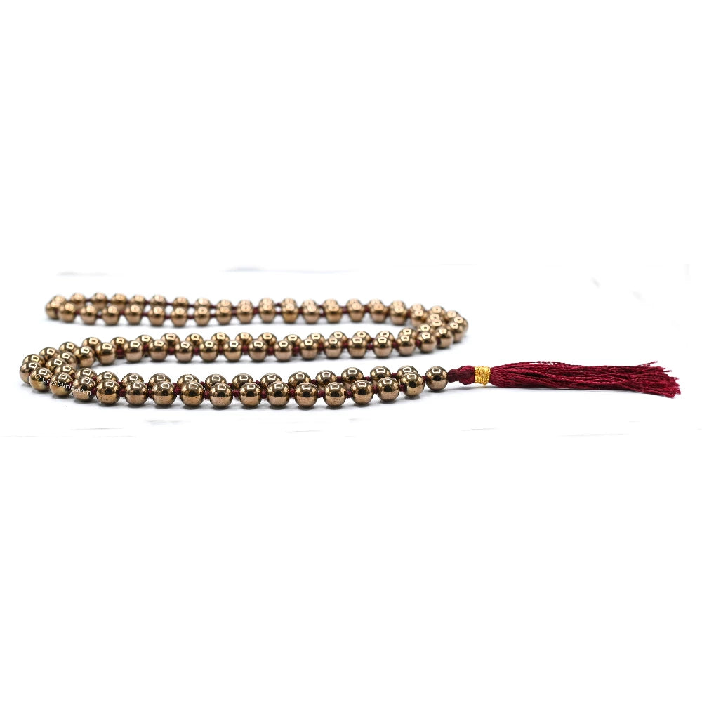 Copper Hematite Japa Mala (Hand Knotted)