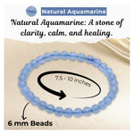 Aquamarine Healing Crystal Bracelets - 6mm Beads