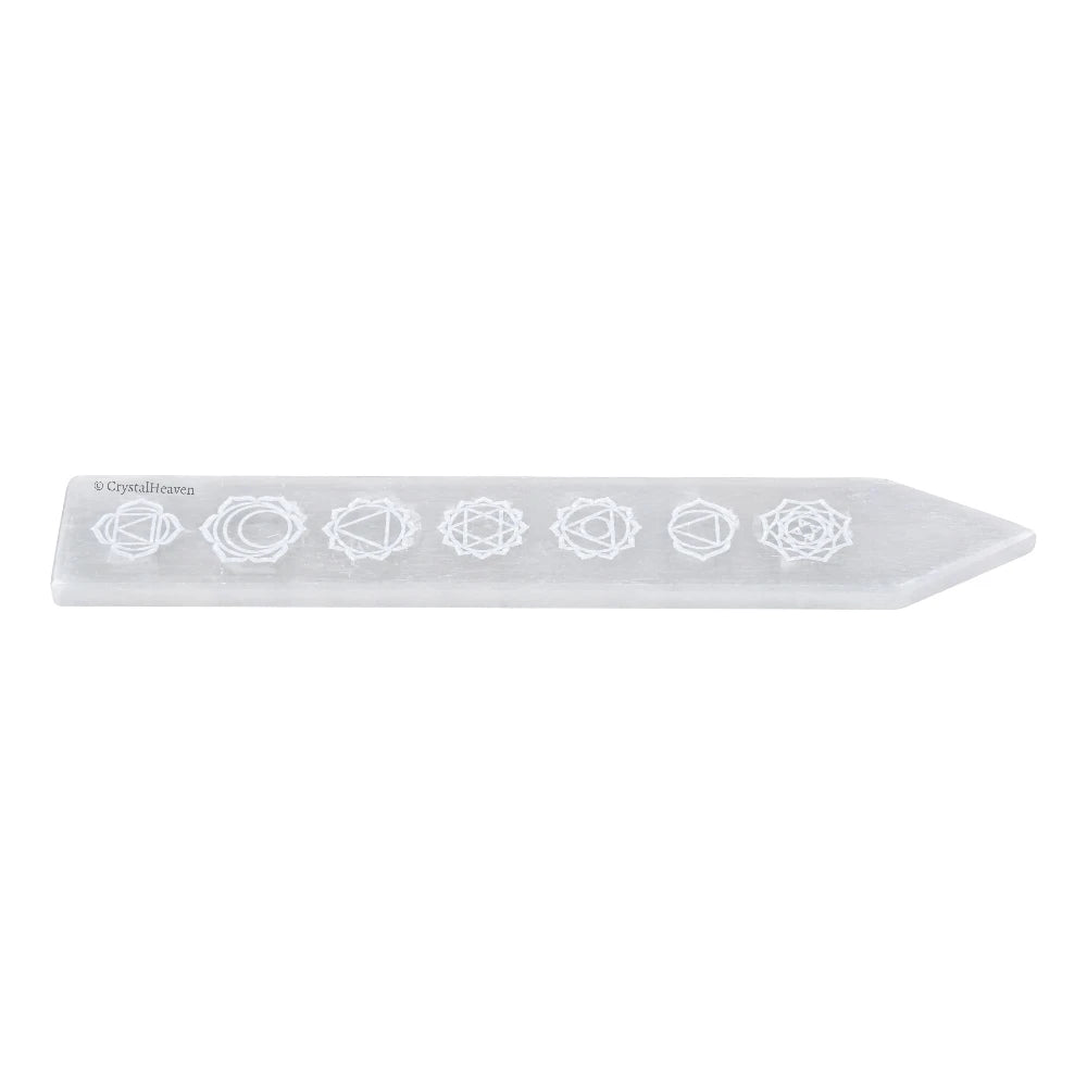Selenite Charging Plate Stick with Chakra (Pointed)