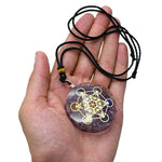 Amethyst Crystal Orgone Pendant - Metatron Cube