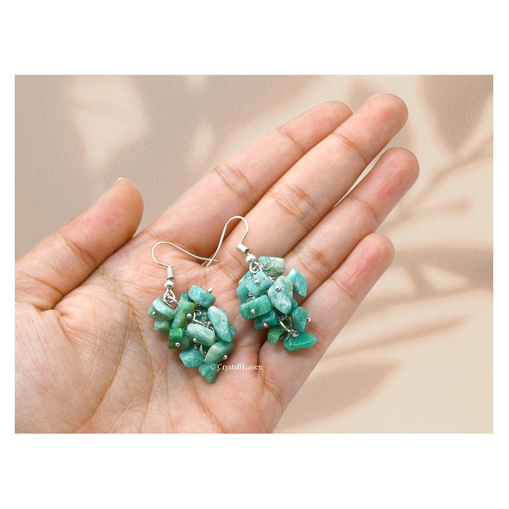 Amazonite Crystal Earrings (Silver)