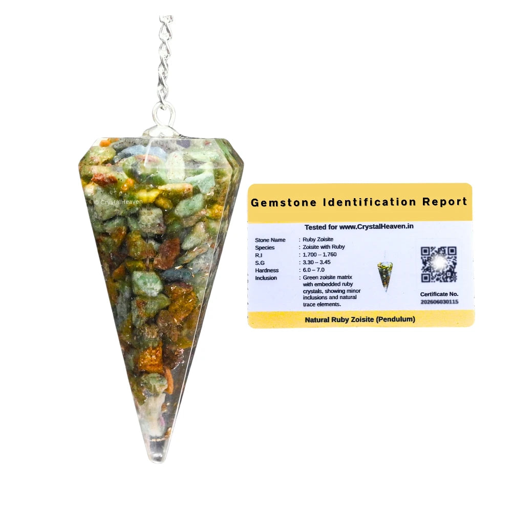 Ruby Zoisite Crystal Orgone Pendulum