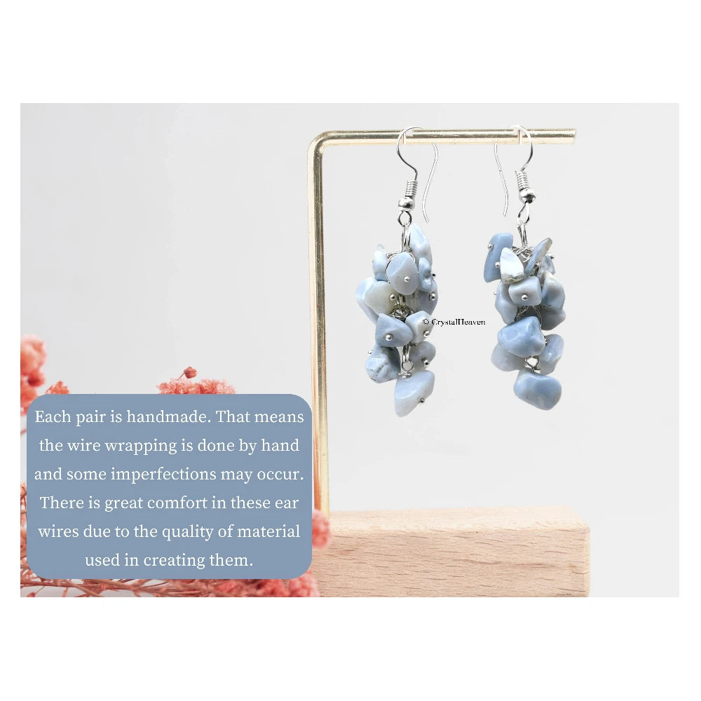 Blue Opal Crystal Earrings (Silver)