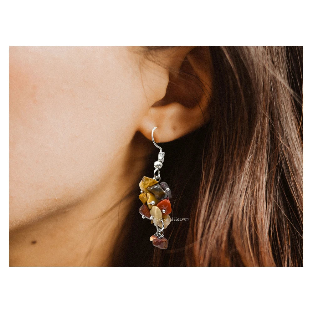 Mookaite Crystal Earrings (Silver)