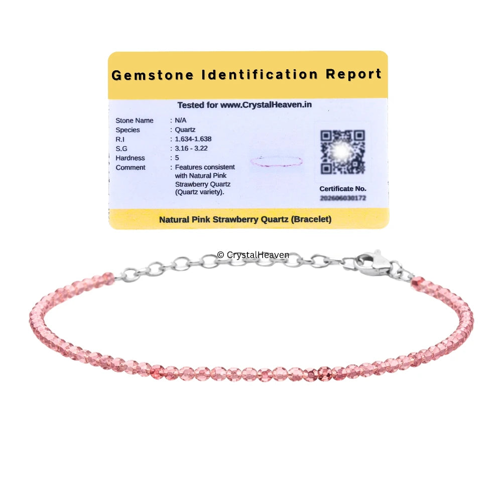 Pink Strawberry Bracelets - 2mm Faceted Beads (Silver)