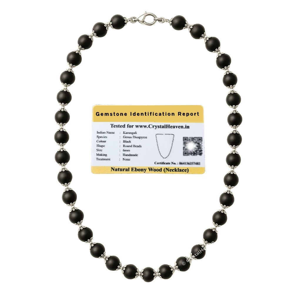 6mm Karungali Necklace - Classic Silver Chain