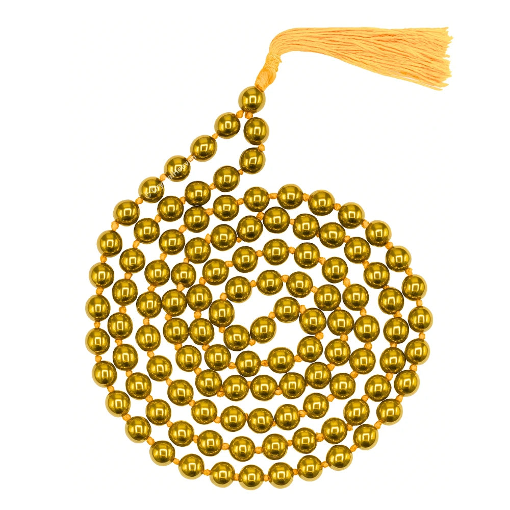 Golden Hematite Japa Mala (Hand Knotted)