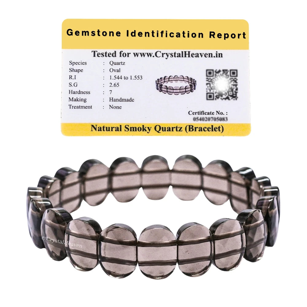 Smoky Quartz Faceted Beads Bracelet - Oval Stone