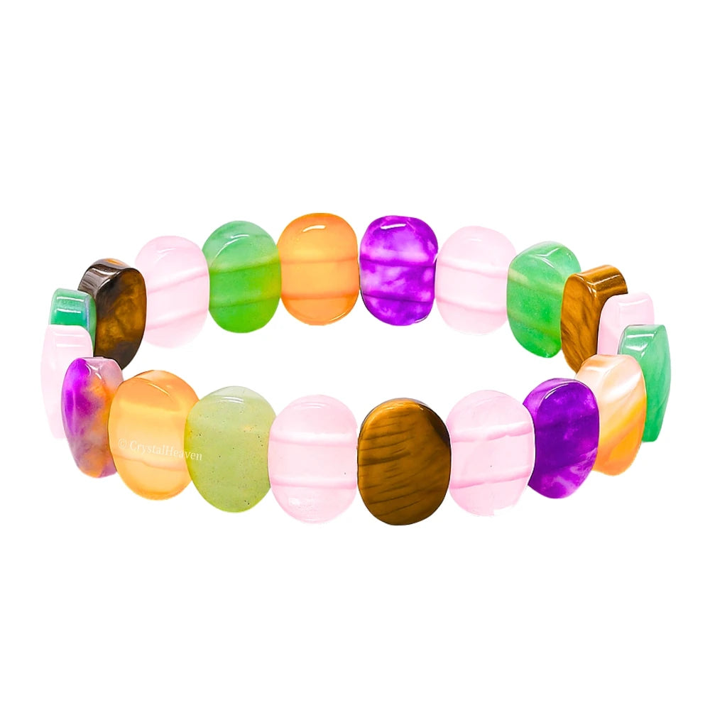 Multi Stone Faceted Beads Bracelet - Oval Stone