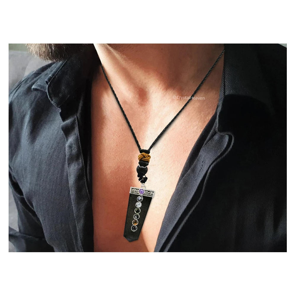 Shungite Necklace - Flat Pencil (Chakra)
