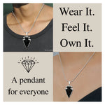 Black Obsidian Arrow Head Pendant - Silver Plated