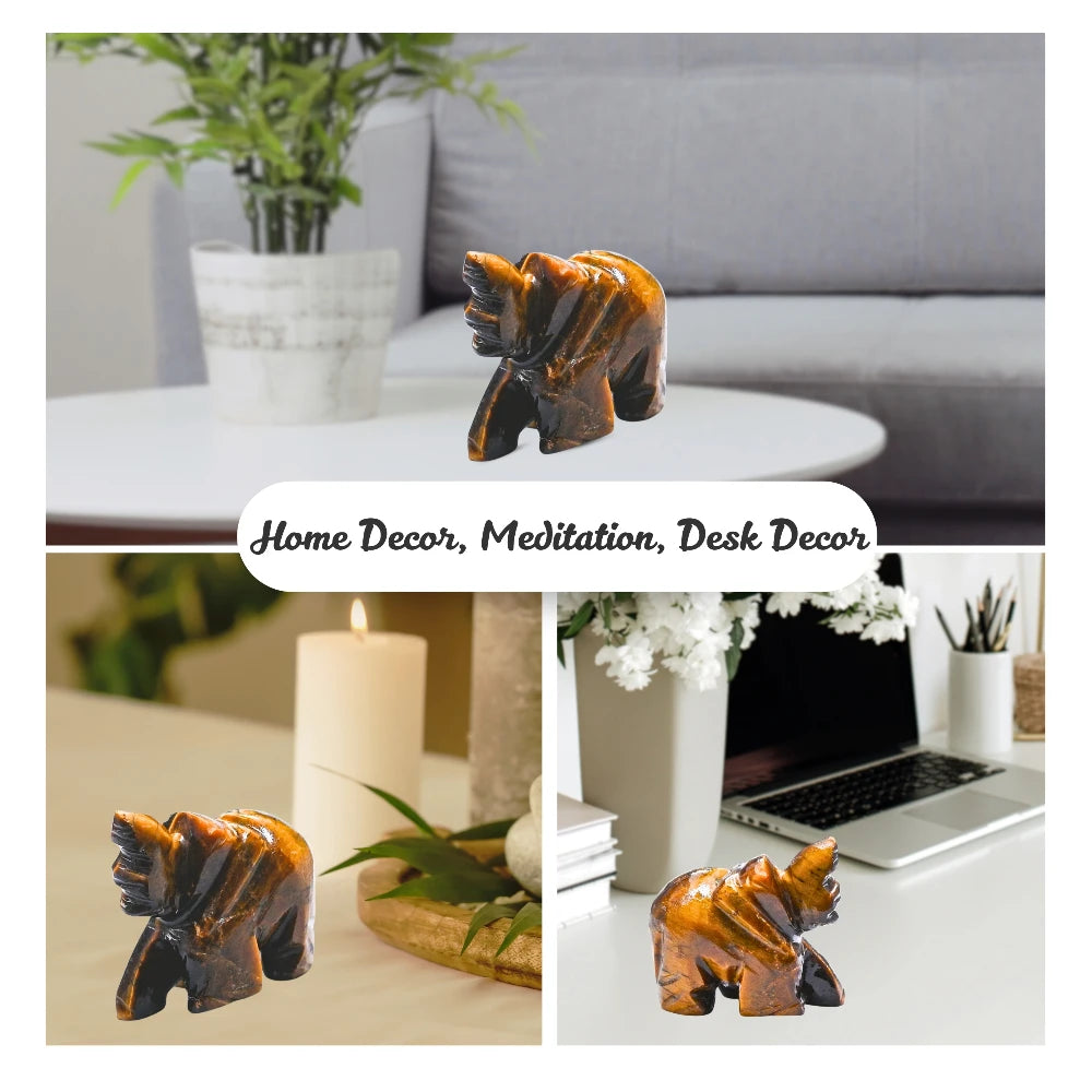 Tiger Eye Crystal Elephant