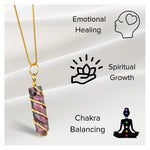 Rhodonite Necklace - Spiral Pencil Point (Gold)