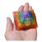 7 Chakra Onyx Orgone Pyramid (Hamsa)