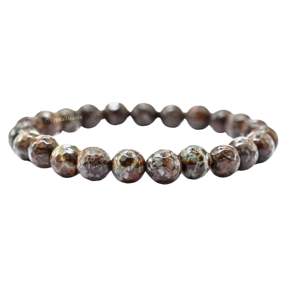 Brown Snowflake Obsidian Bracelet (Faceted-Stretchable)