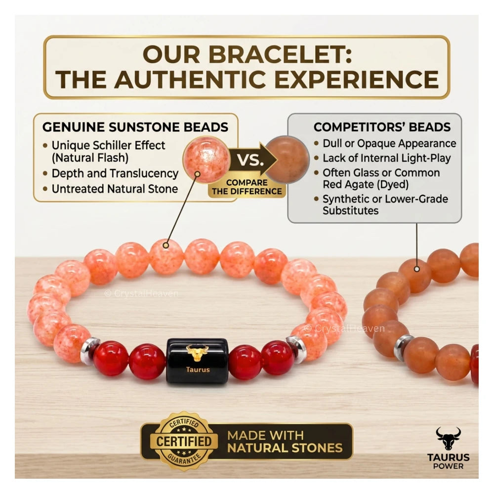 Taurus Bracelet (वृषभ राशि) - Sunstone & Carnelian