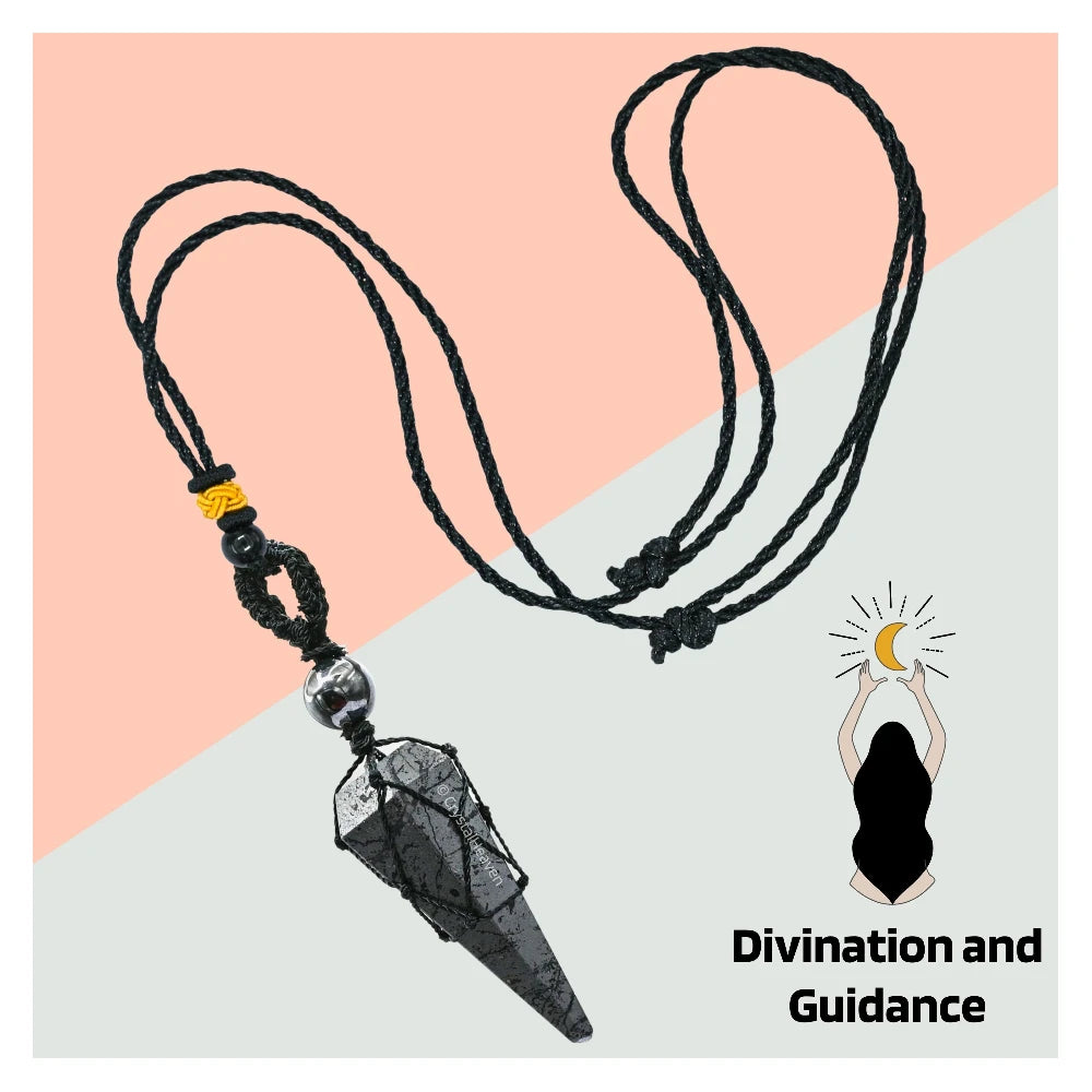 Hematite Pendulum Pendant Necklace (Macrame)