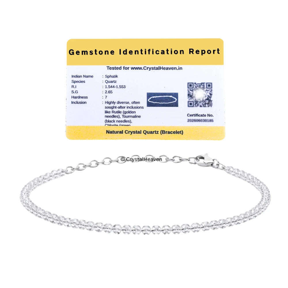 Clear Quartz Bracelets - 2mm Faceted Beads (Silver)