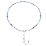 Blue Fluorite Anklet - 2mm Faceted Beads (Silver)