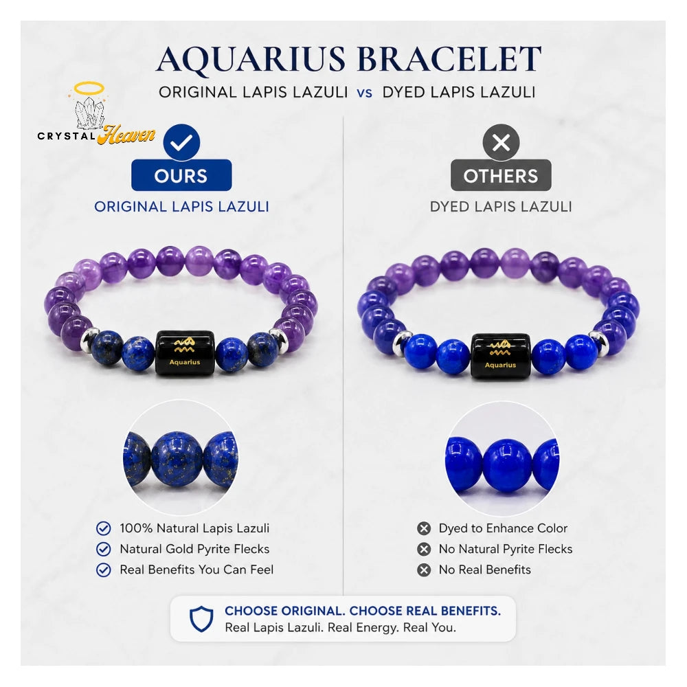 Aquarius Bracelet (कुंभ राशि) - Amethyst & Lapis Lazuli