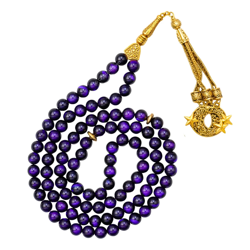 Purple Tiger Eye Crystal Tasbih (Gold)