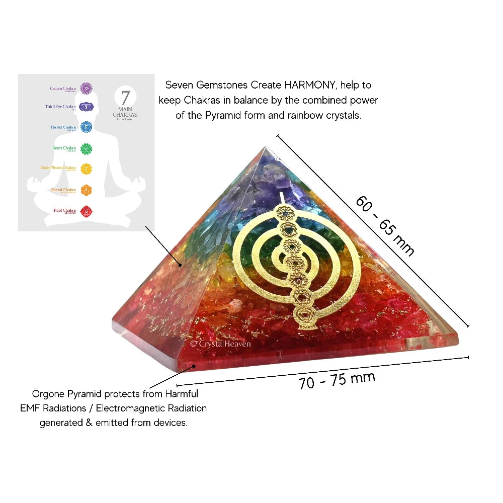 7 Chakra Onyx Orgone Pyramid (Chakra Reiki)
