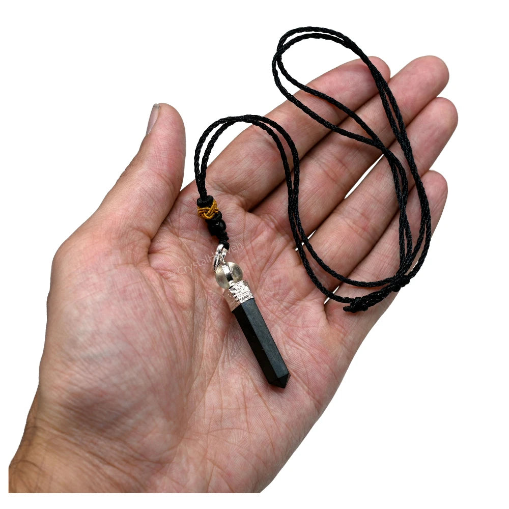 Shungite Necklace - Cap Pencil with Quartz
