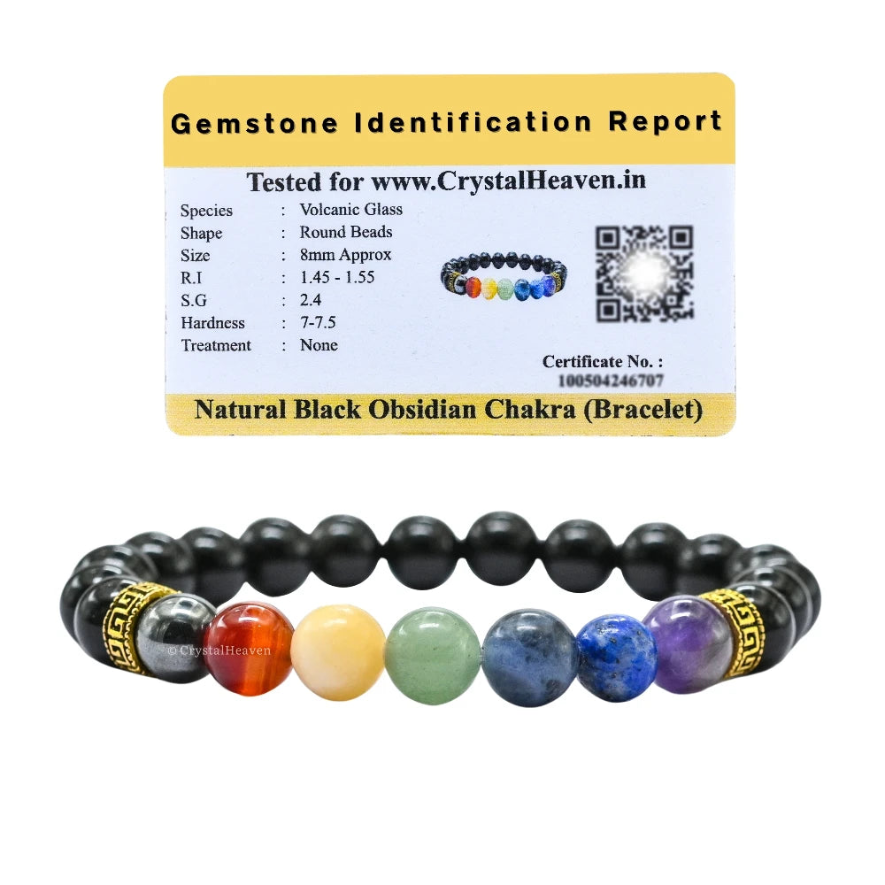 Black Obsidian 7 Chakra Bracelet (Elastic)