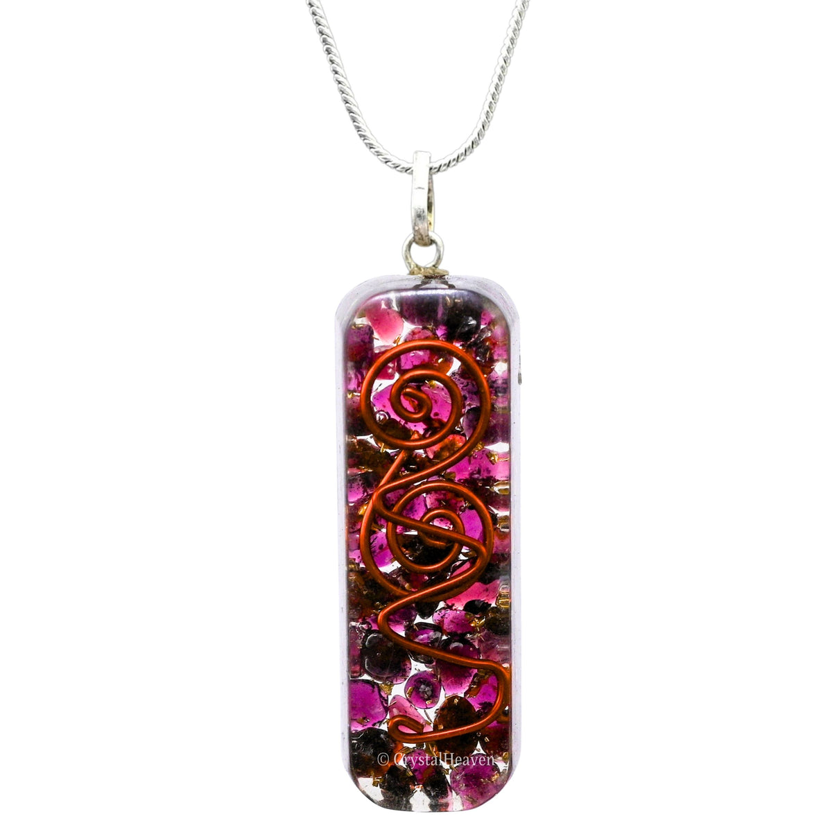 Garnet Crystal Orgone Pendant - Rectangle