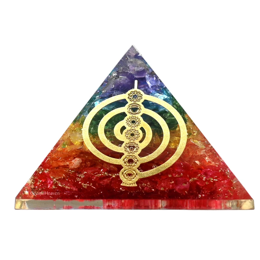 7 Chakra Onyx Orgone Pyramid (Chakra Reiki)