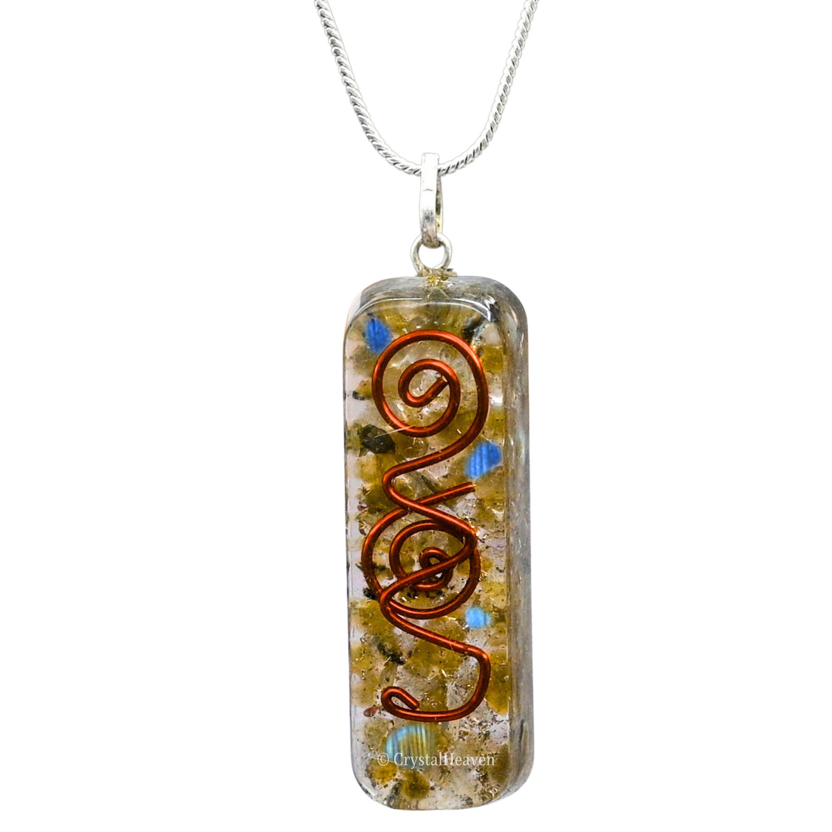 Labradorite Crystal Orgone Pendant - Rectangle