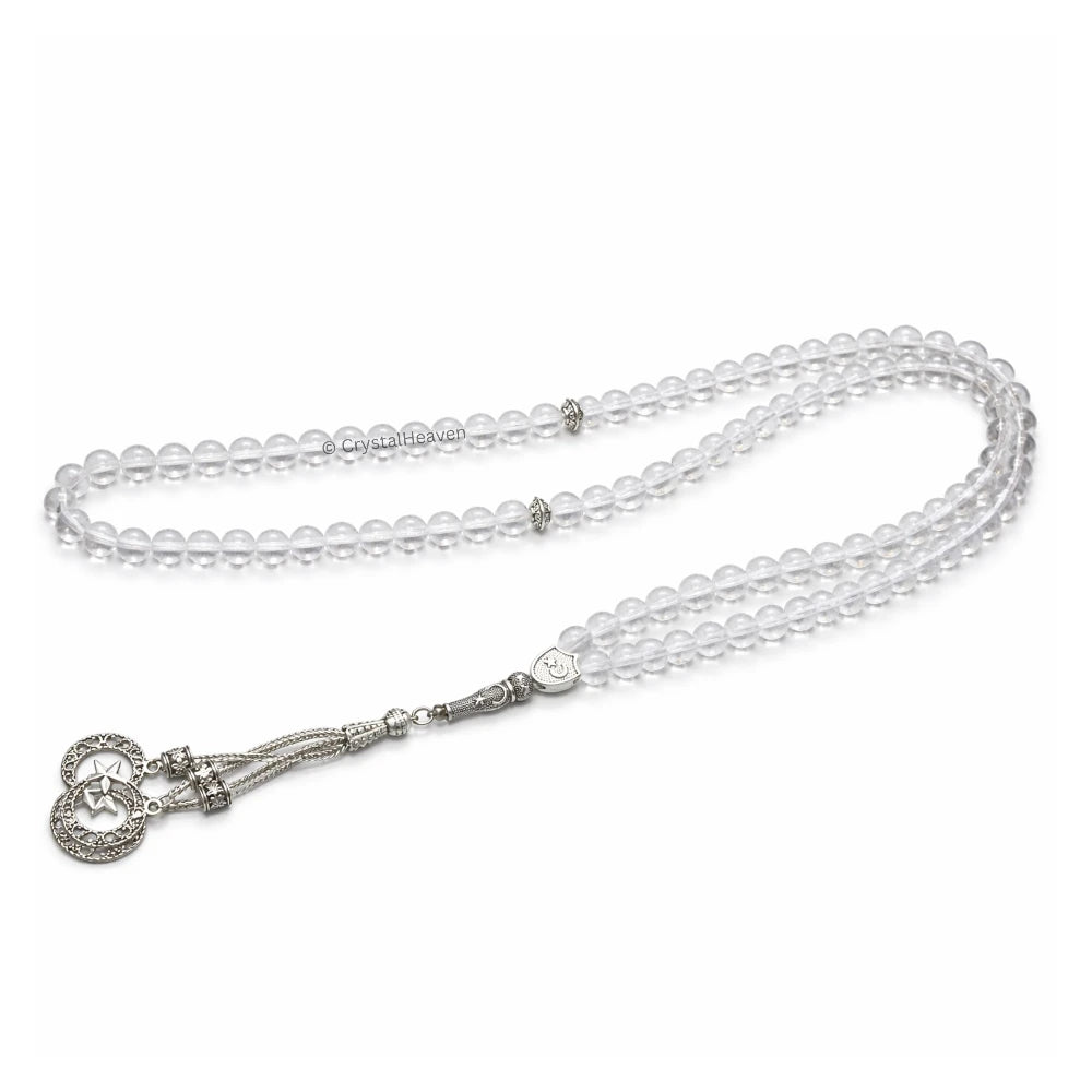 Clear Quartz Crystal Tasbih (Silver)