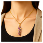 Rhodonite Necklace - Spiral Pencil Point (Gold)
