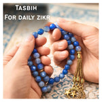 Blue Aventurine Crystal Tasbih (Gold)