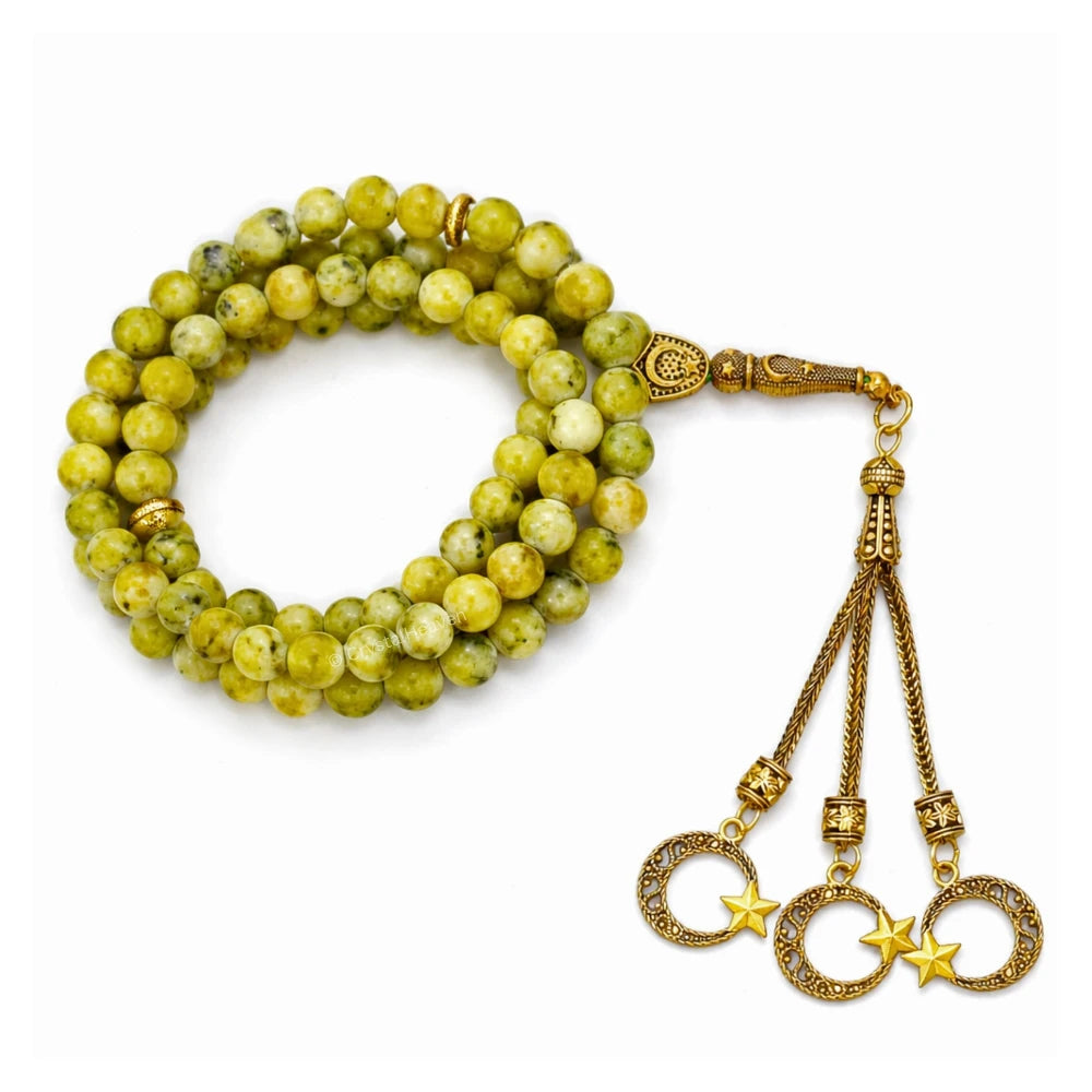 Serpentine Crystal Tasbih (Gold)