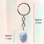 Blue Calcite Crystal Keychain (Raw)