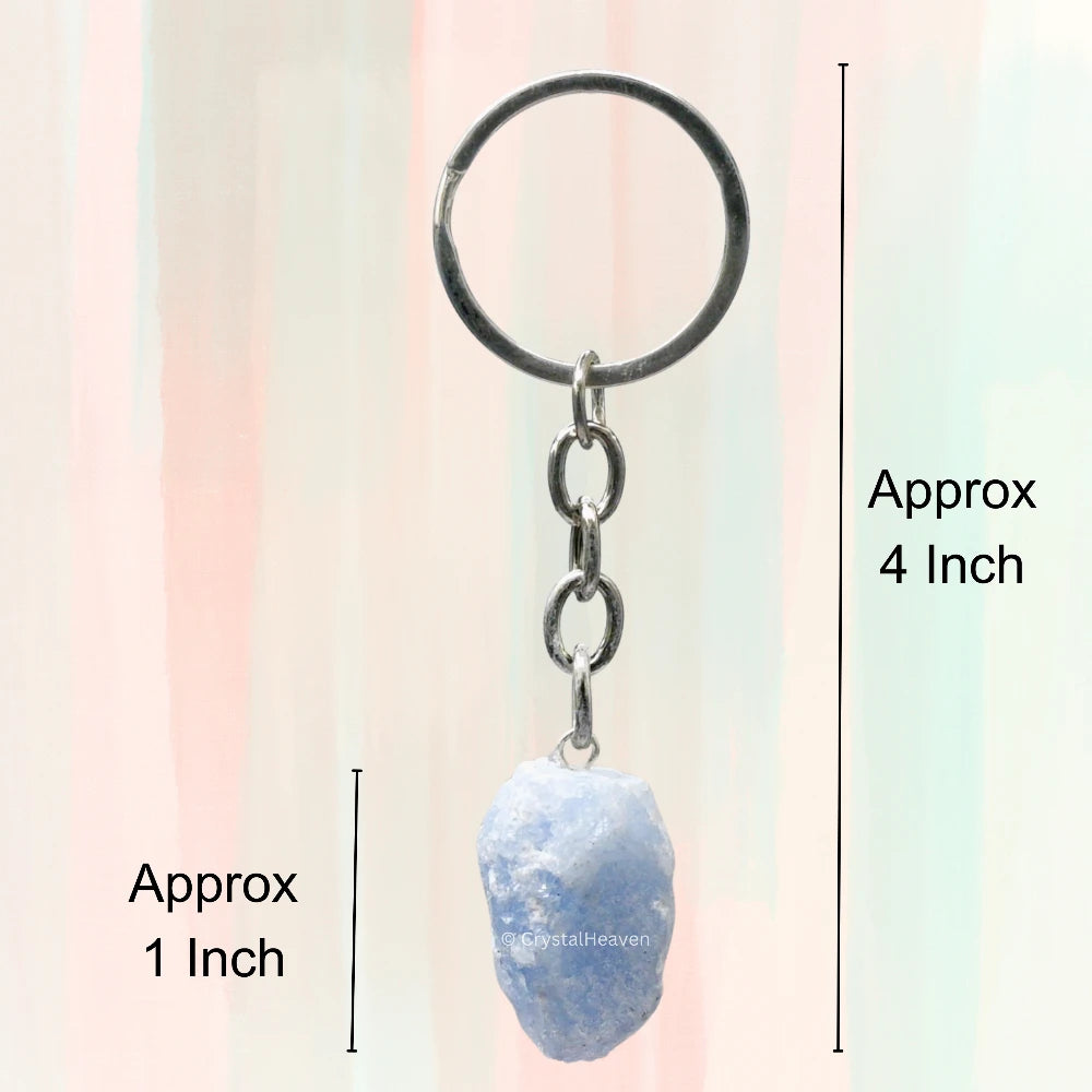 Blue Calcite Crystal Keychain (Raw)