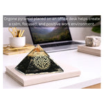 Black Tourmaline Orgone Pyramid (Round shriyantra -2)