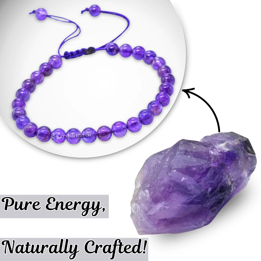 Amethyst Healing Crystal Bracelets - 6mm Beads (Adjustable)