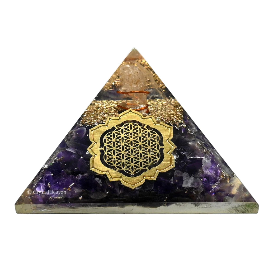 Amethyst Orgone Pyramid (Lotus Flower Of Life)